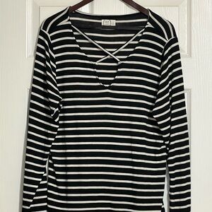 Maurices Black and White Striped Long Sleeve Tee